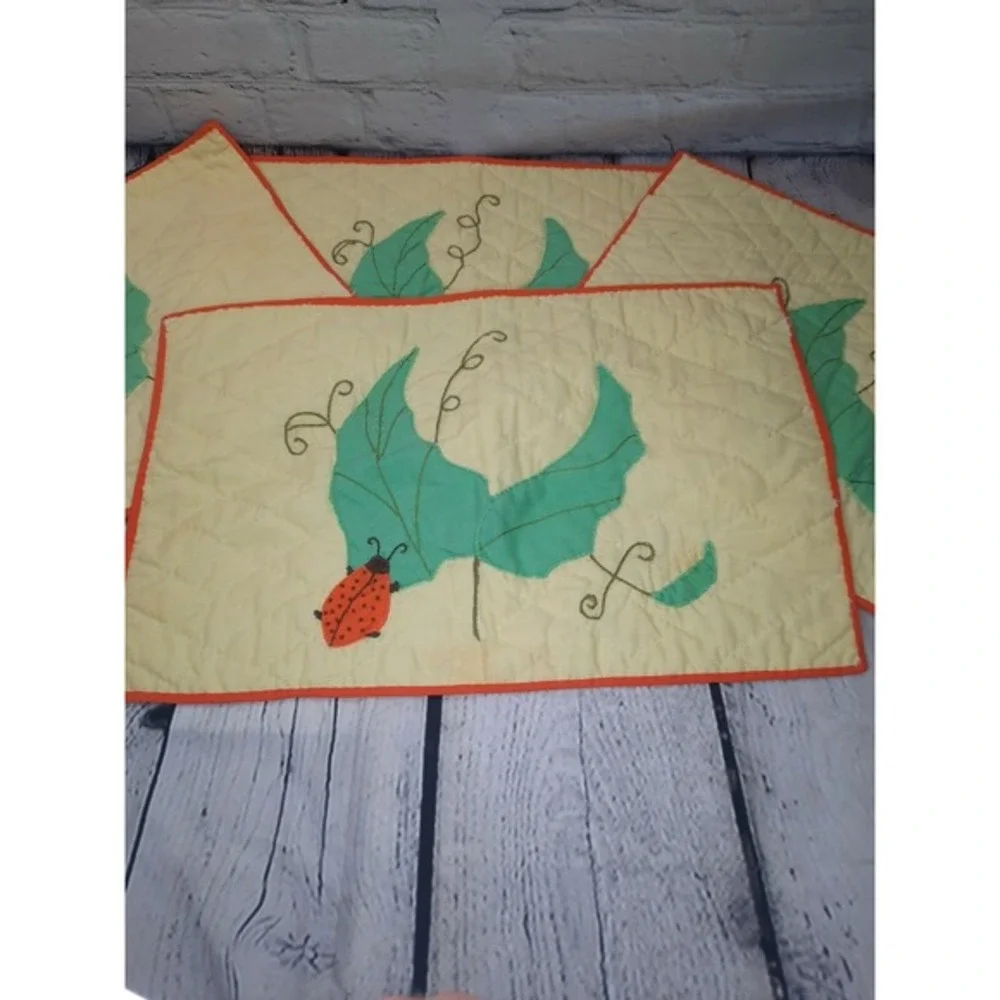 Handmade Ladybug Quilted‎ Placemat Set 5 Piece Table Decor Changing Pad Bassinet